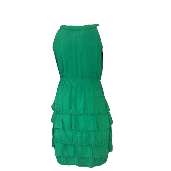 Anthropologie Maeve Gathered Together Sleeveless Ruffle Tier Dress 4 Green 293i - Picture 5 of 9